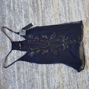BKE Boutique navy blue sparkle tank top NWT